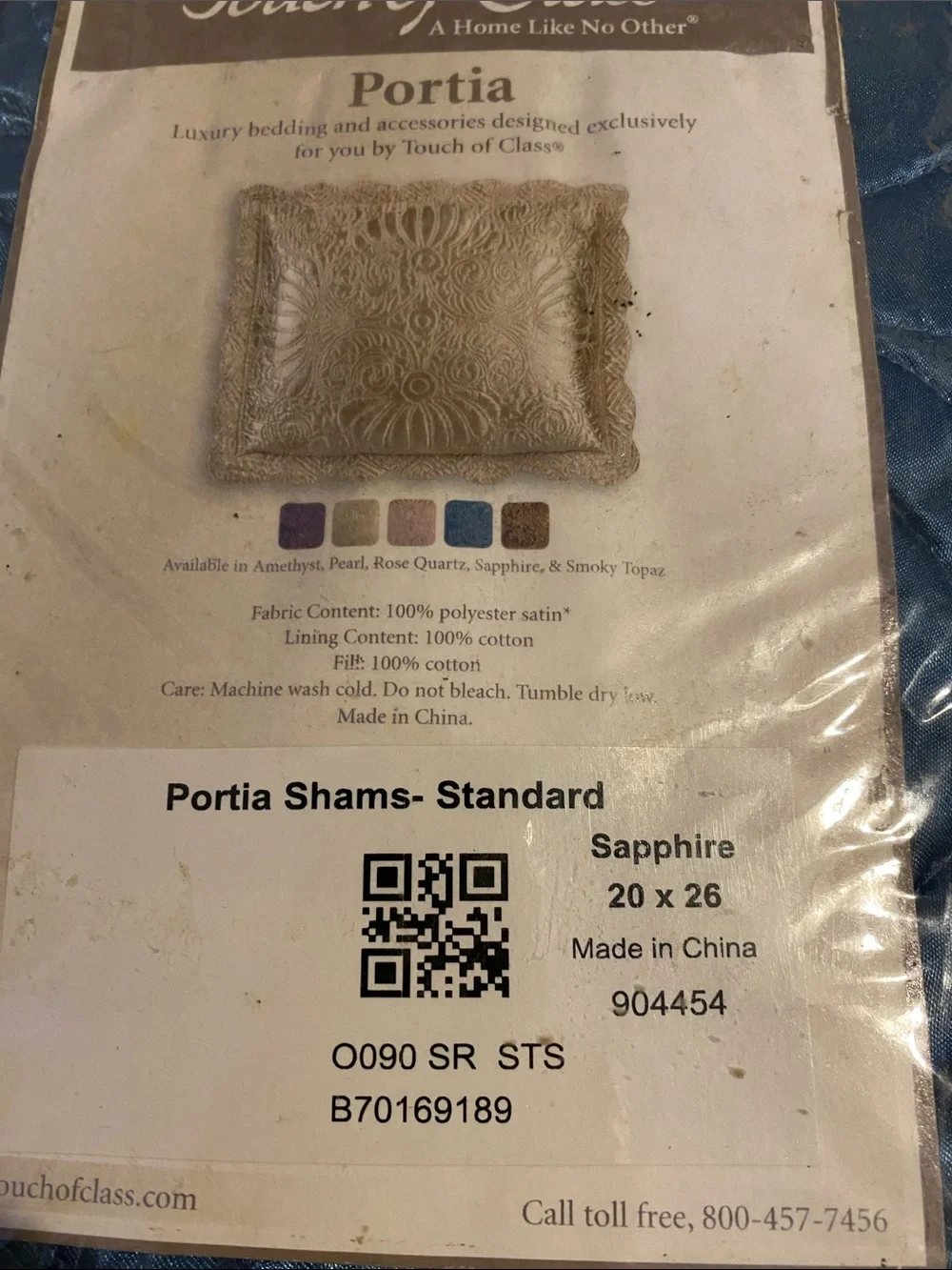 Portia Pillow Shams in Sapphire Blue - Standard, has been in storage